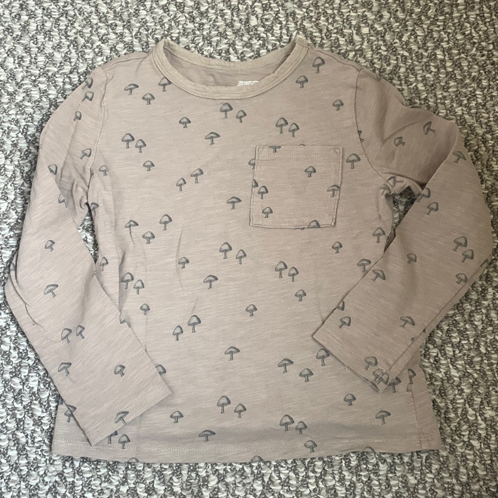 Little Co long sleeve neutral mushroom shirt 5t